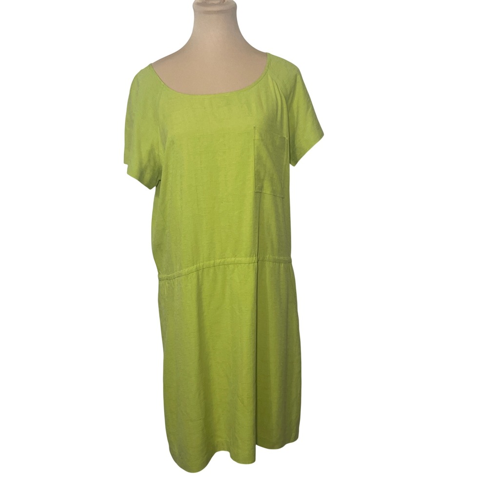 Broadway & Broome Womens Silk Dress Size 10 Lime Green Short Sleeve Casual‎